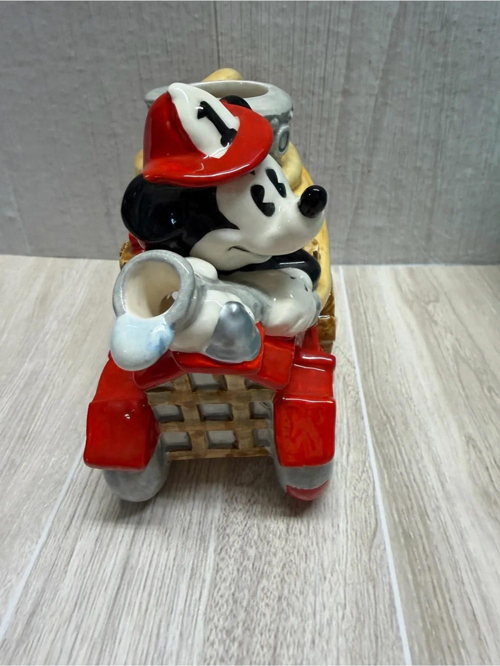 Vintage Enesco Disney Mickey's Fire Brigade Ceramic Teapot / pitcher Fire truck